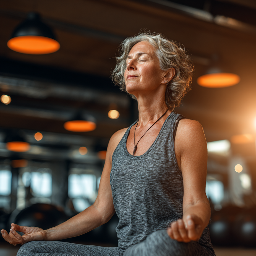 Літні люди займаються йогою